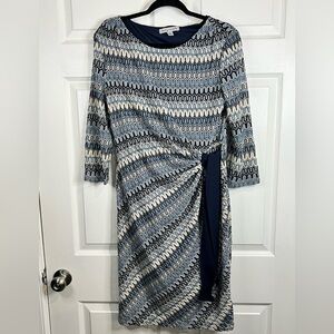 Danny & Nicole Women’s Blue/Cream Patterned Dress - size 12